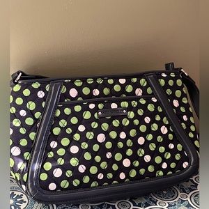 Vera Bradley Shoulder Crossbody Bag Purse Navy Green White Lucky Dots